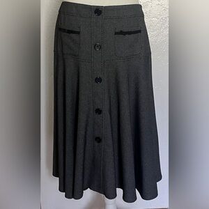 Larry Levine Stretch plaid Skirt Black  A-Line Flare Business Casual sz 10 O6